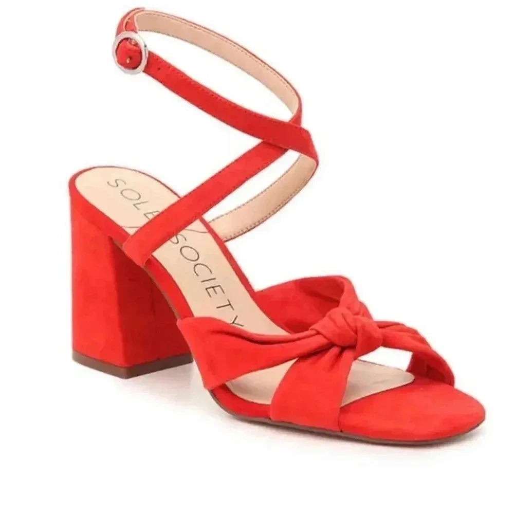 Sole society Red suede strappy heels